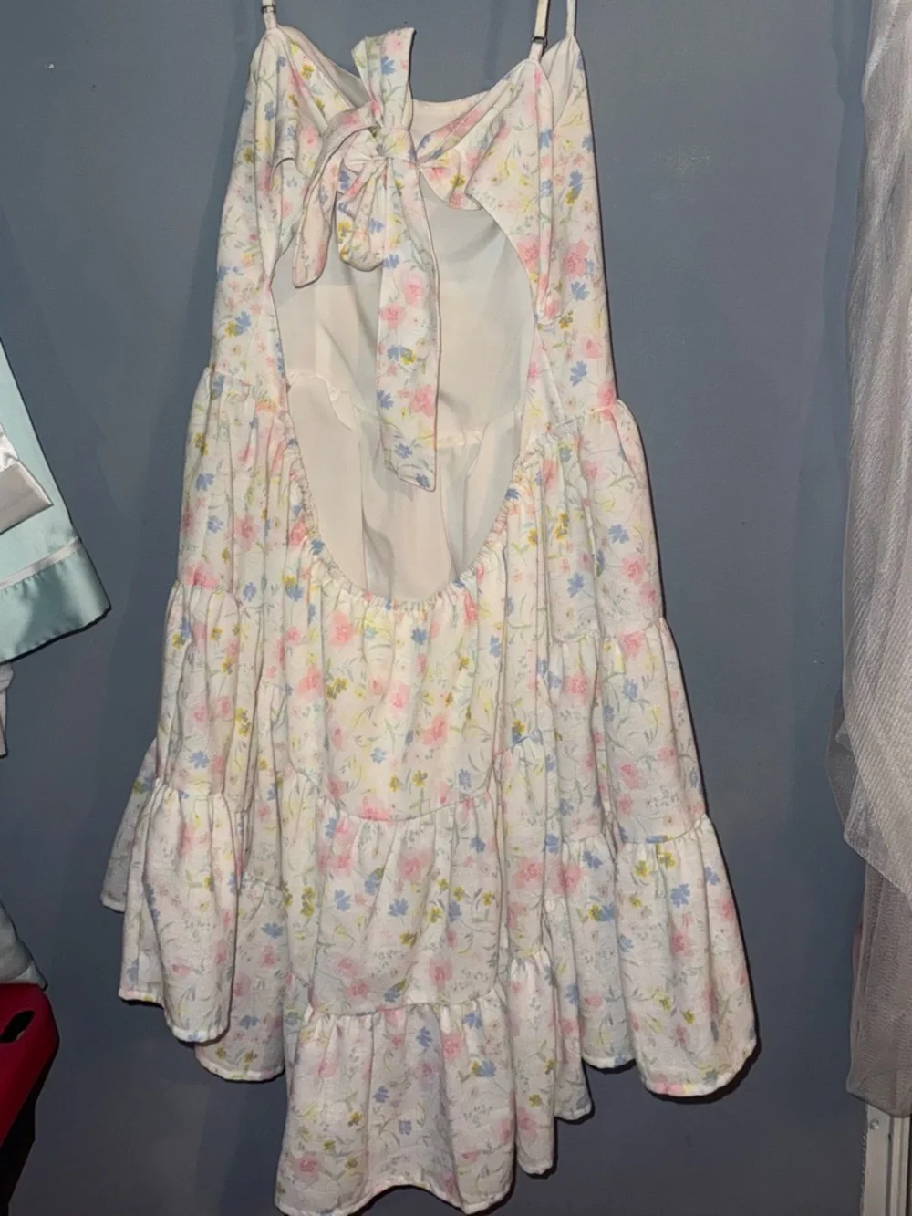 Altar’d State Floral Mini Dress XL | Tie Back Tiered Cottagecore Dress - Picture 2 of 4